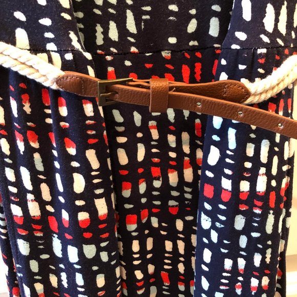 Navy, Red, White Belted Maxi Dress - Picture 6 of 12